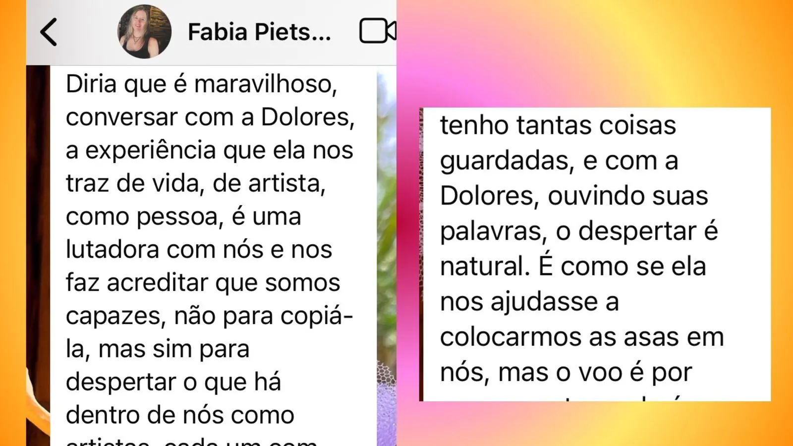 Depoimento da aluna Fabia